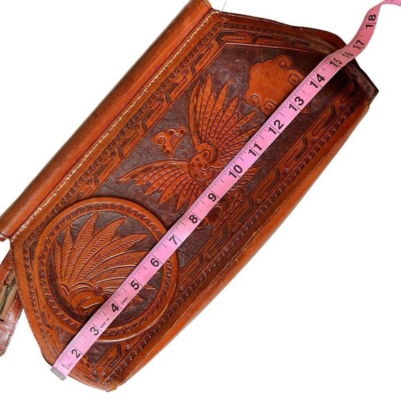 Vintage Abtik Hand-tooled Mayan Print Leather Clutch - Picture 15 of 16